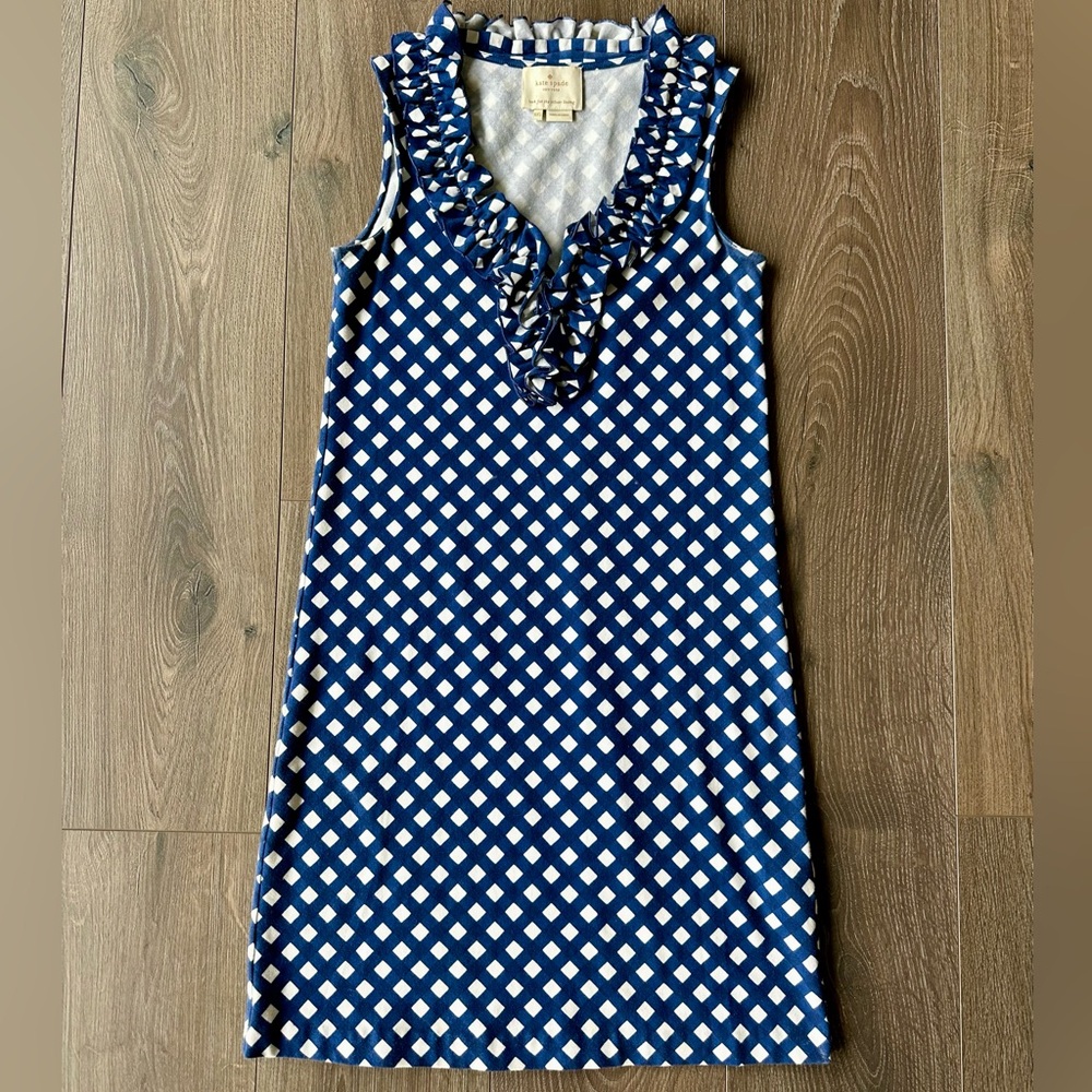 Kate Spade Gingham Dress with Neck Ruffle Size XXS